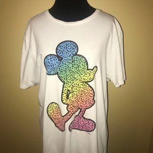 Junk Food White Mickey Mouse Colorful T-shirt  Lg